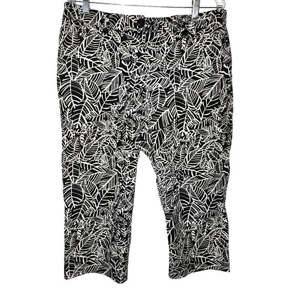 Briggs New York Black White Pull On Capri Cropped Plus Size 14 - Picture 1 of 6